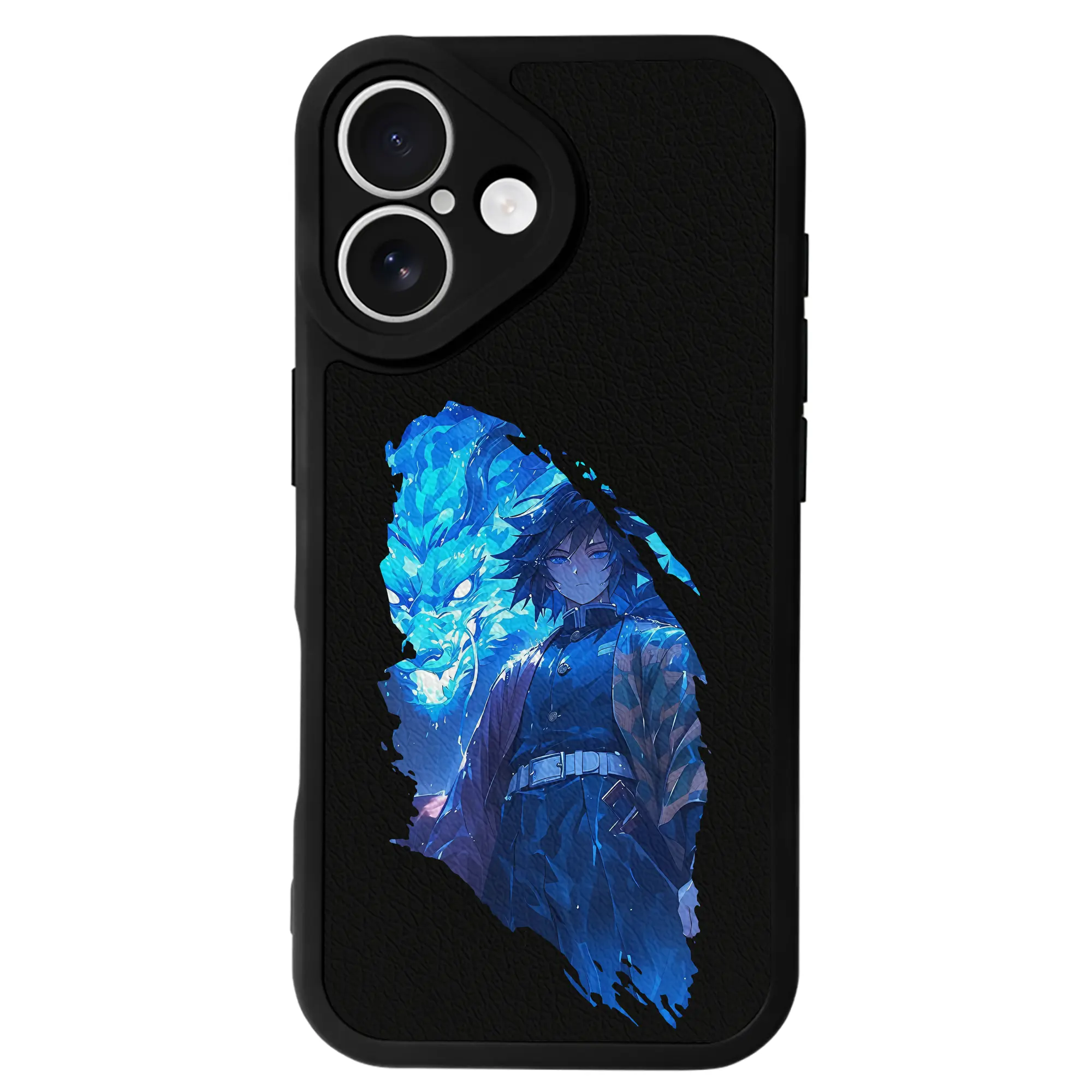 鬼滅の刃 グッズ,冨岡 義勇 - IPhone 16シリーズ対応 ・ シリコンスマホケース ・ レザー調 ・ 高精度フィット ・ 耐衝撃 ・ ワイヤレス充電対応 ・ 精密カット